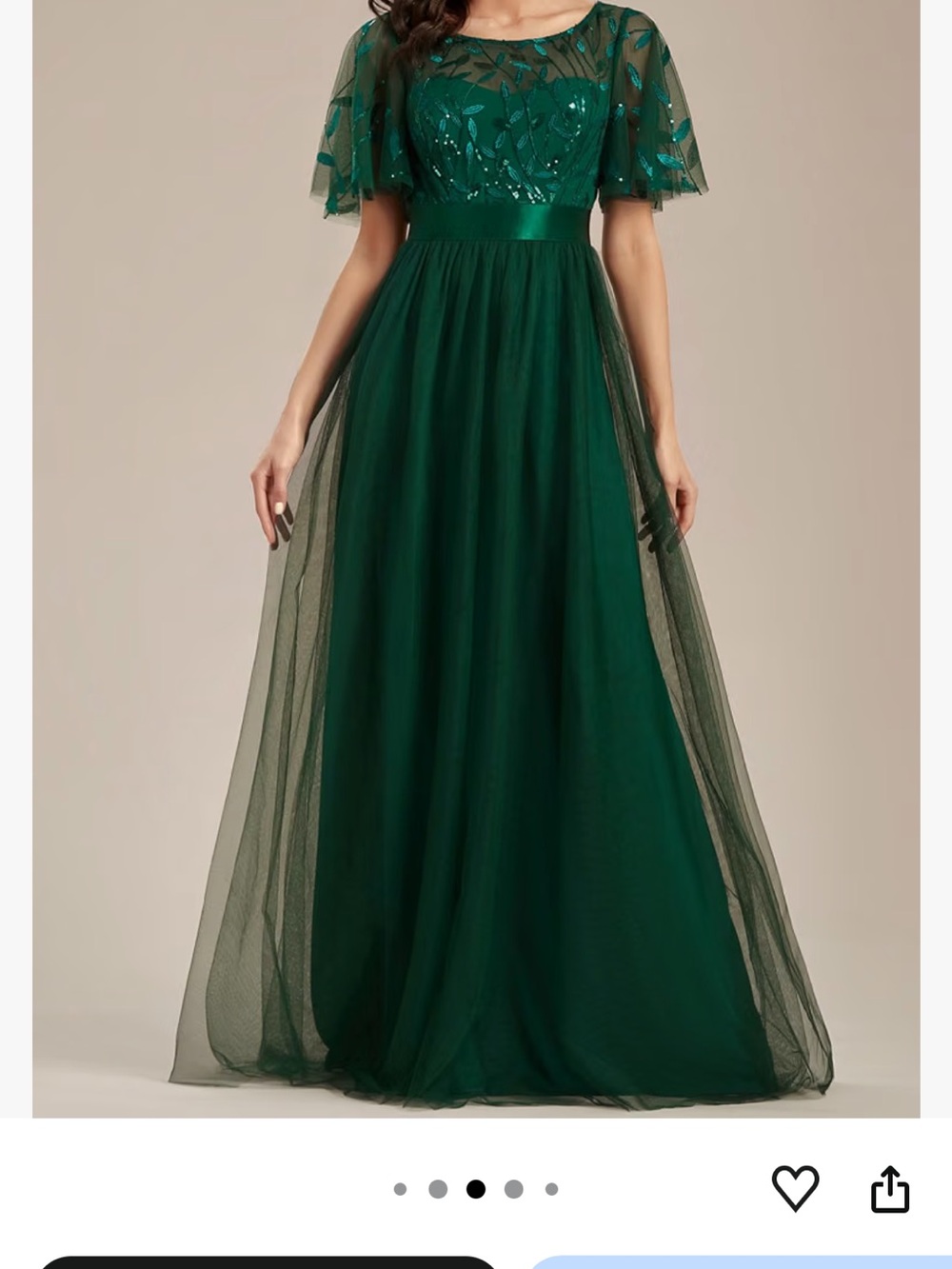 Ever-Pretty Ever Astral Ruffle Sleeves Leaf Sequin Maxi Dress Leaf Sequin Maxi